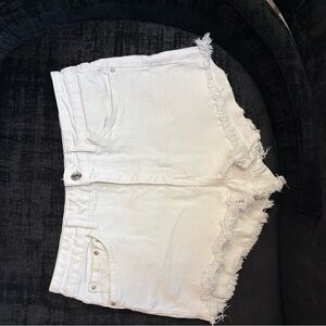 Zara White Frayed Jean Shorts